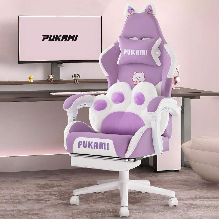 Ergonomic Office Chair - كرسي ألعاب وردي اللون بمساند للذراعين
