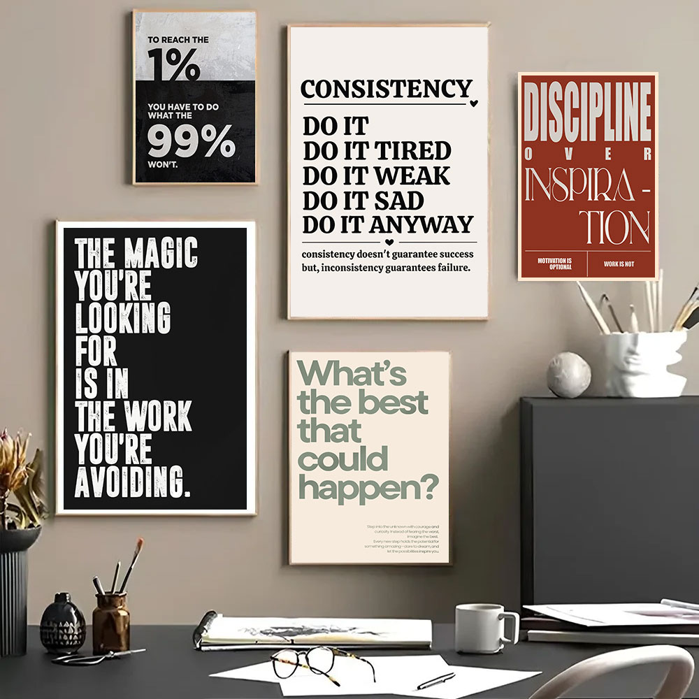 لوحات فنية ملهمة بعبارات تحفيز - مراجعة Home Office Room Inspiration وسعره