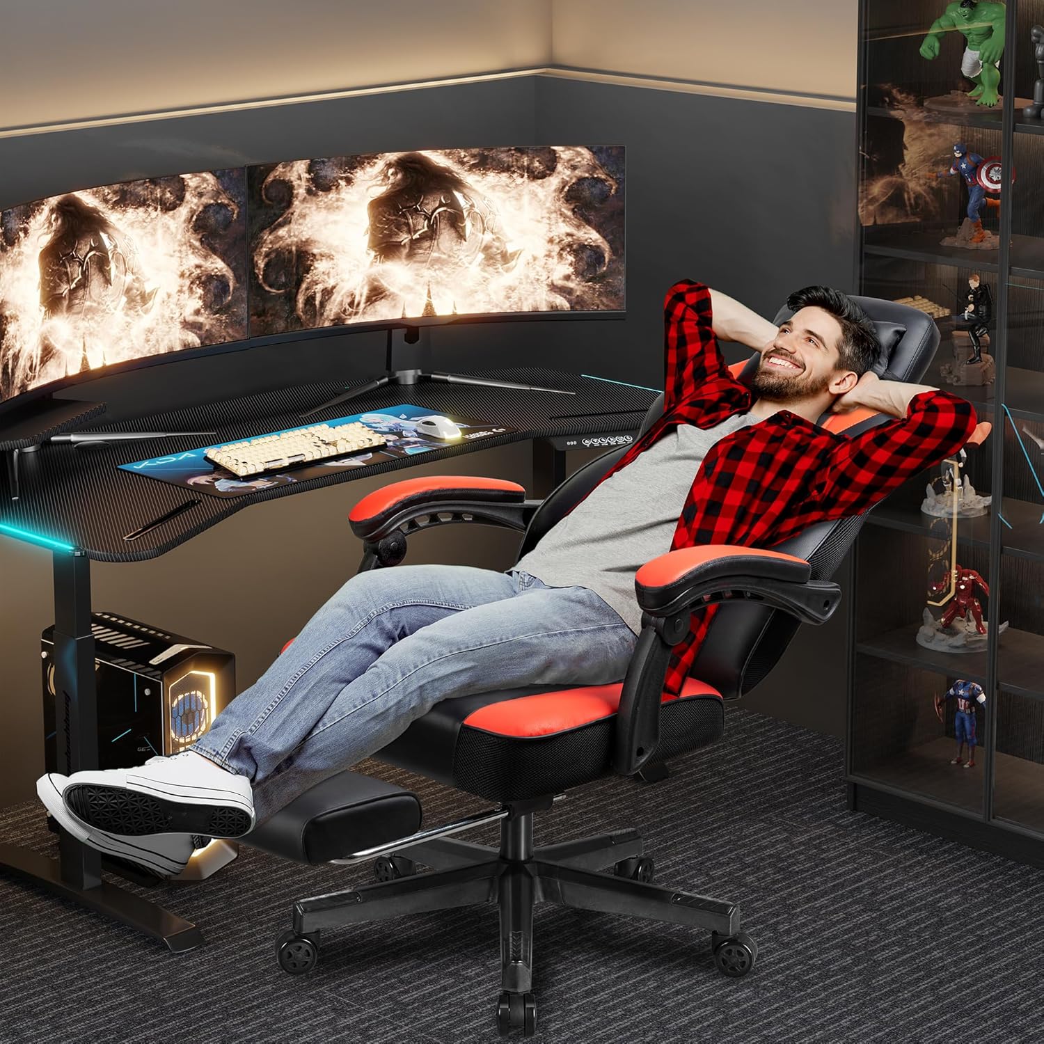 كرسي ألعاب مع مسند للقدمين، ود - مراجعة Ergonomic Office Chair وسعره
