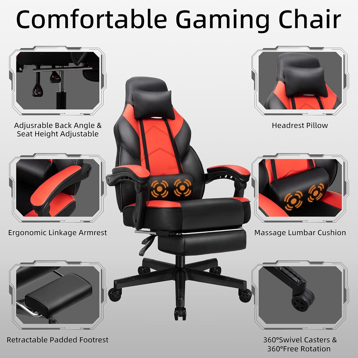 كرسي ألعاب مع مسند للقدمين، ود - مراجعة Ergonomic Office Chair وسعره