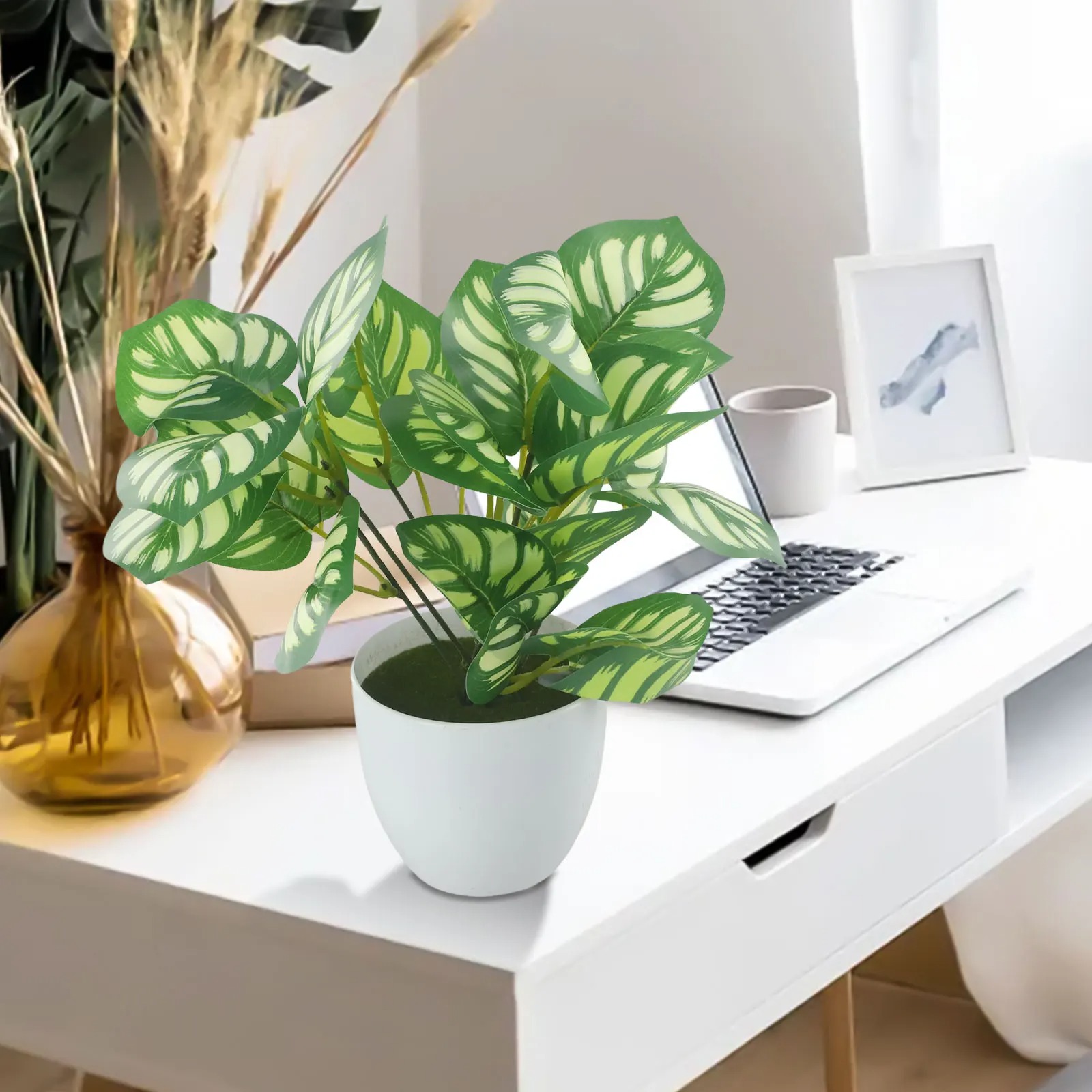 1 قطعة وعاء نبات أوراق الشجر ا - مراجعة Home Office Layout وسعره