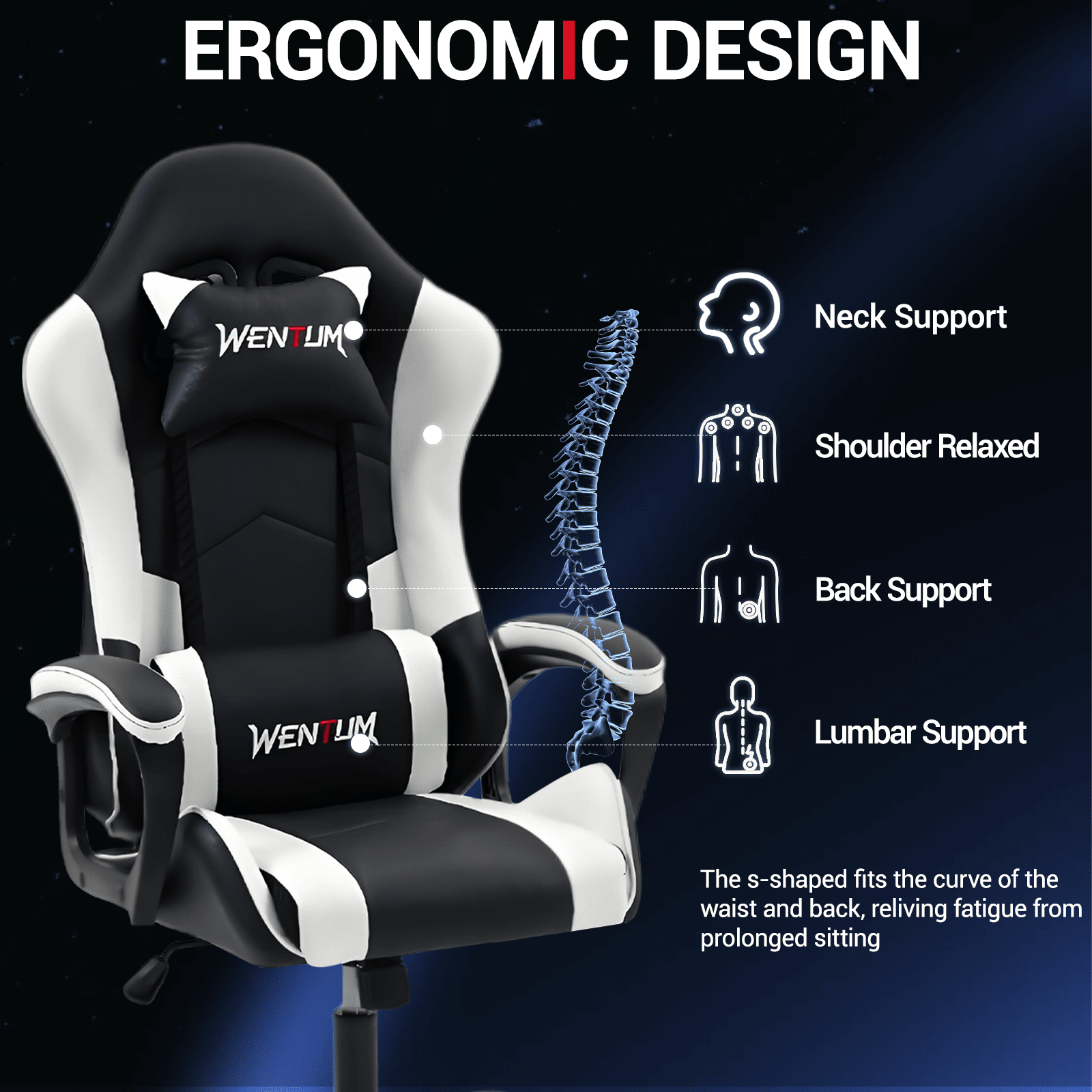 كرسي ألعاب مريح بتصميم رياضي،  - مراجعة Ergonomic Office Chair وسعره